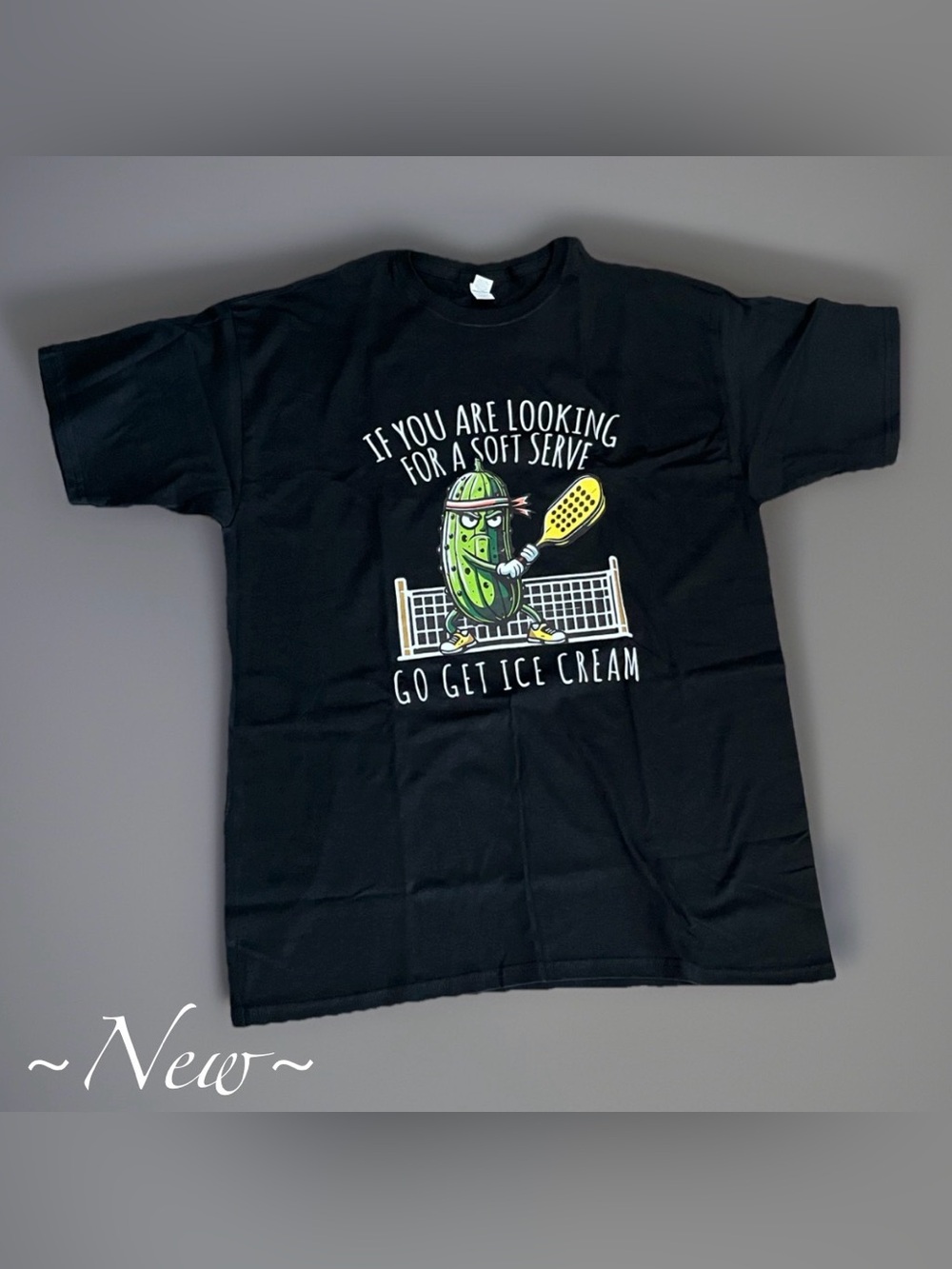 Pickleball Humor Graphic Tee Size XL Soft Serve' Ice Cream Pickle Design ๐ - Picture 1 of 10
